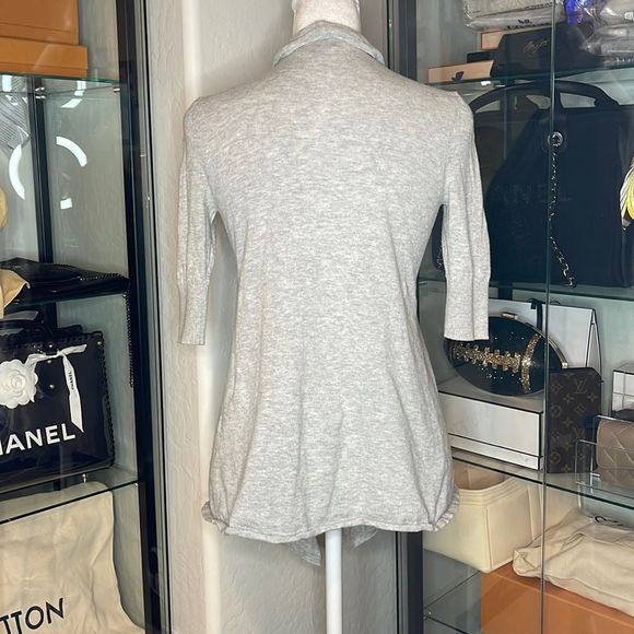 EXPRESS | Drape Front 1/2 Sleeve Cardigan Sweater in Gray - Picture 3 of 4